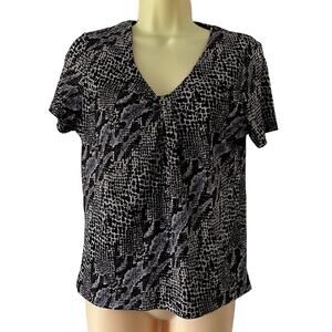 Jones Wear Purple & Black Snakeskin Print Knit Top Blouse Woman Size Medium